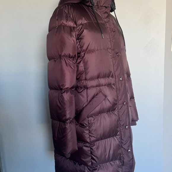 NWT Coach Quilted Long Puffer Coat Bordeaux Winter Jacket Maroon Faux Fur MEDIUM - Picture 3 of 14